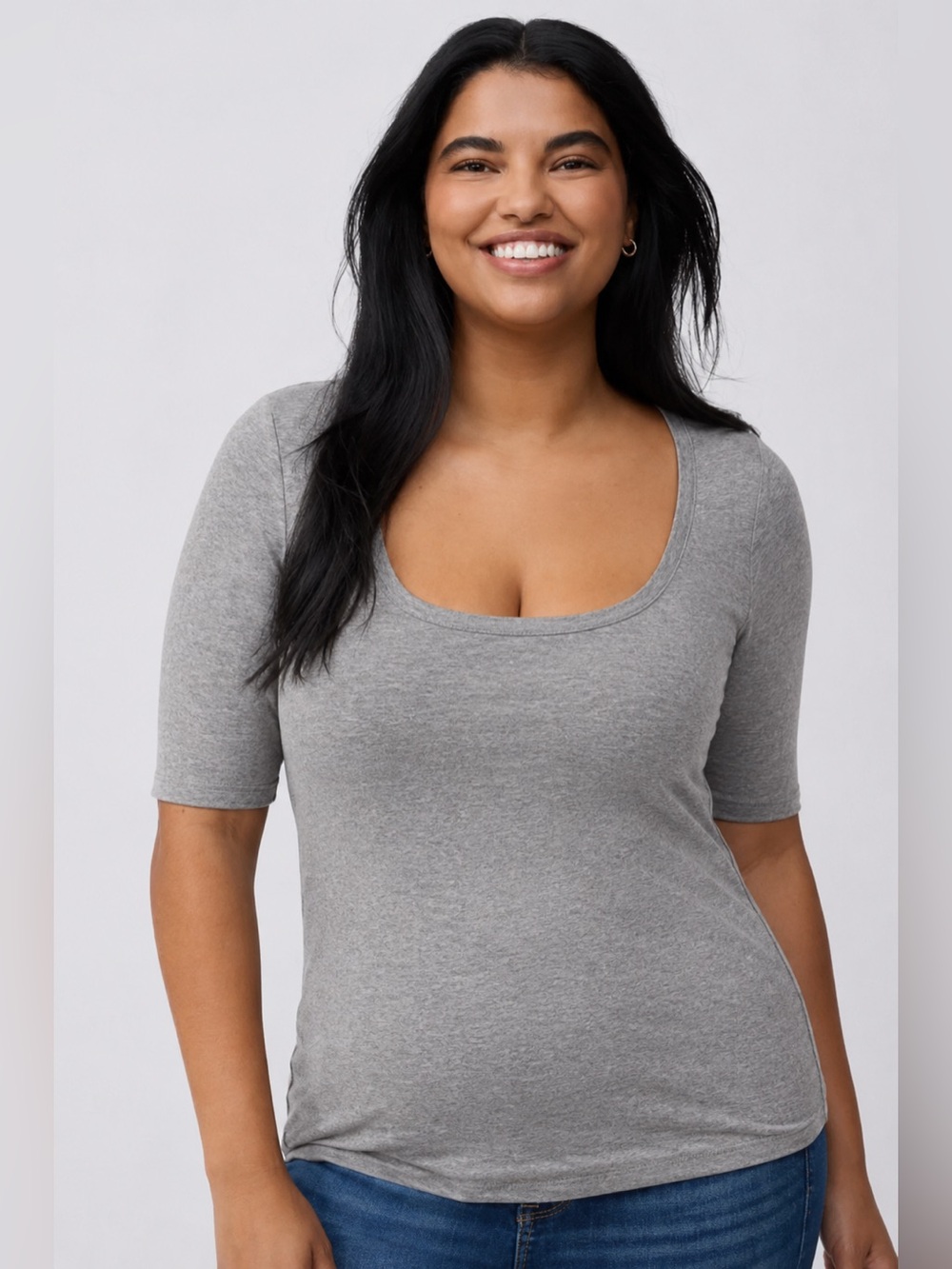 TORRID Heather Gray Smoothing Square Neck Top